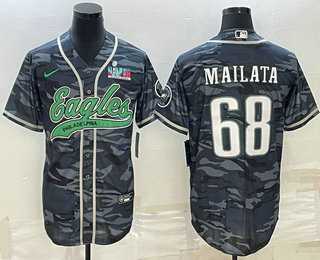 Men's Philadelphia Eagles #68 Jordan Mailata Grey Camo With Super Bowl LVII Patch Cool Base Stitched Baseball Jersey,We sell and wholesale Men's Philadelphia Eagles #68 Jordan Mailata Grey Camo With Super Bowl LVII Patch Cool Base Stitched Baseball Jersey on line form chian!